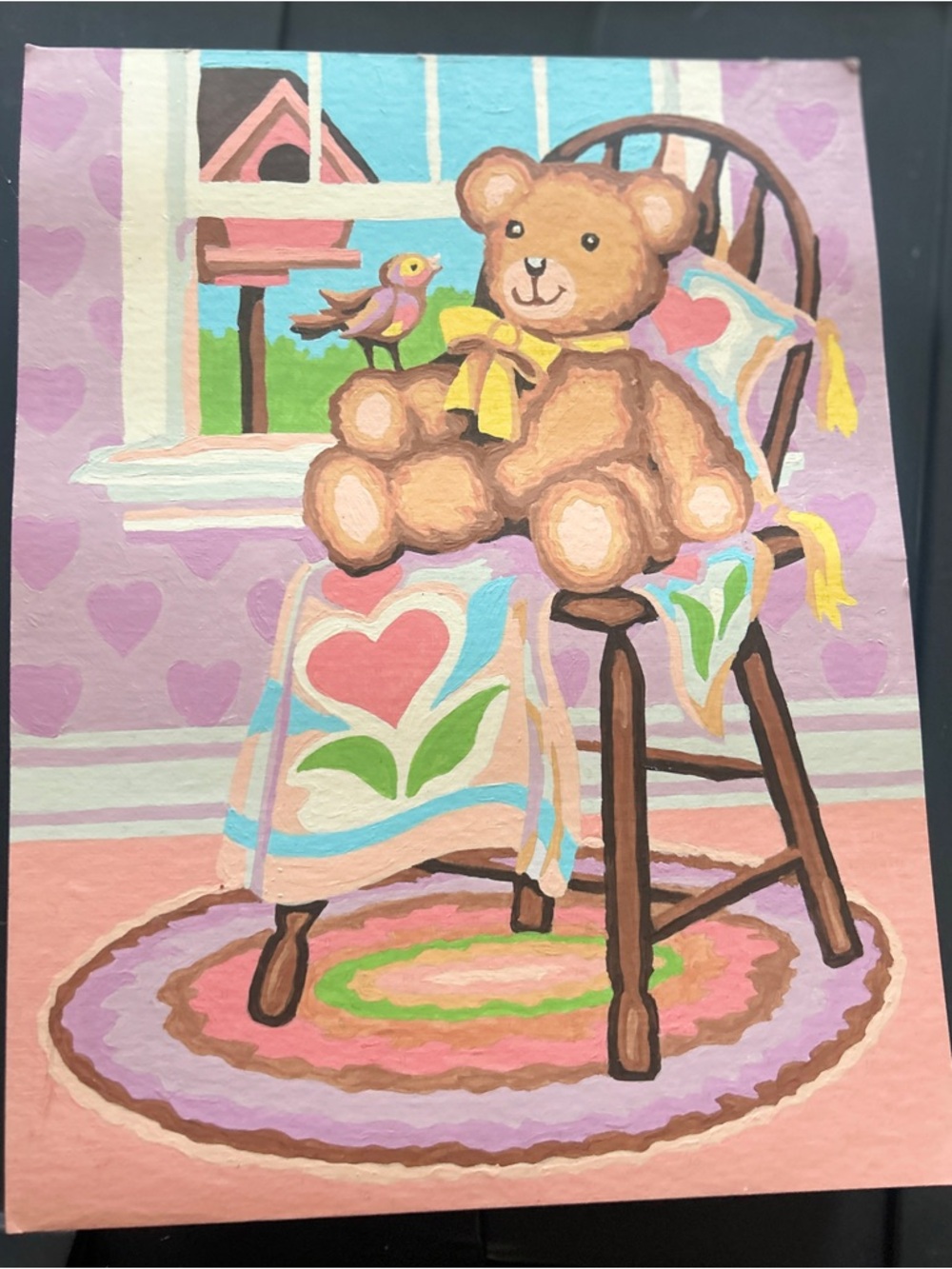 Teddy Bear Chair Nursery Art Print - Pink & Pastel